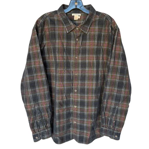 Carbon 2 Cobalt Mens Dark Plaid Corduroy Long Sleeve Button Down Shirt size XL - Picture 3 of 7